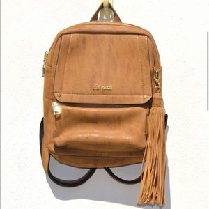Steve Madden Tan Brown Fringe Tassel Backpack